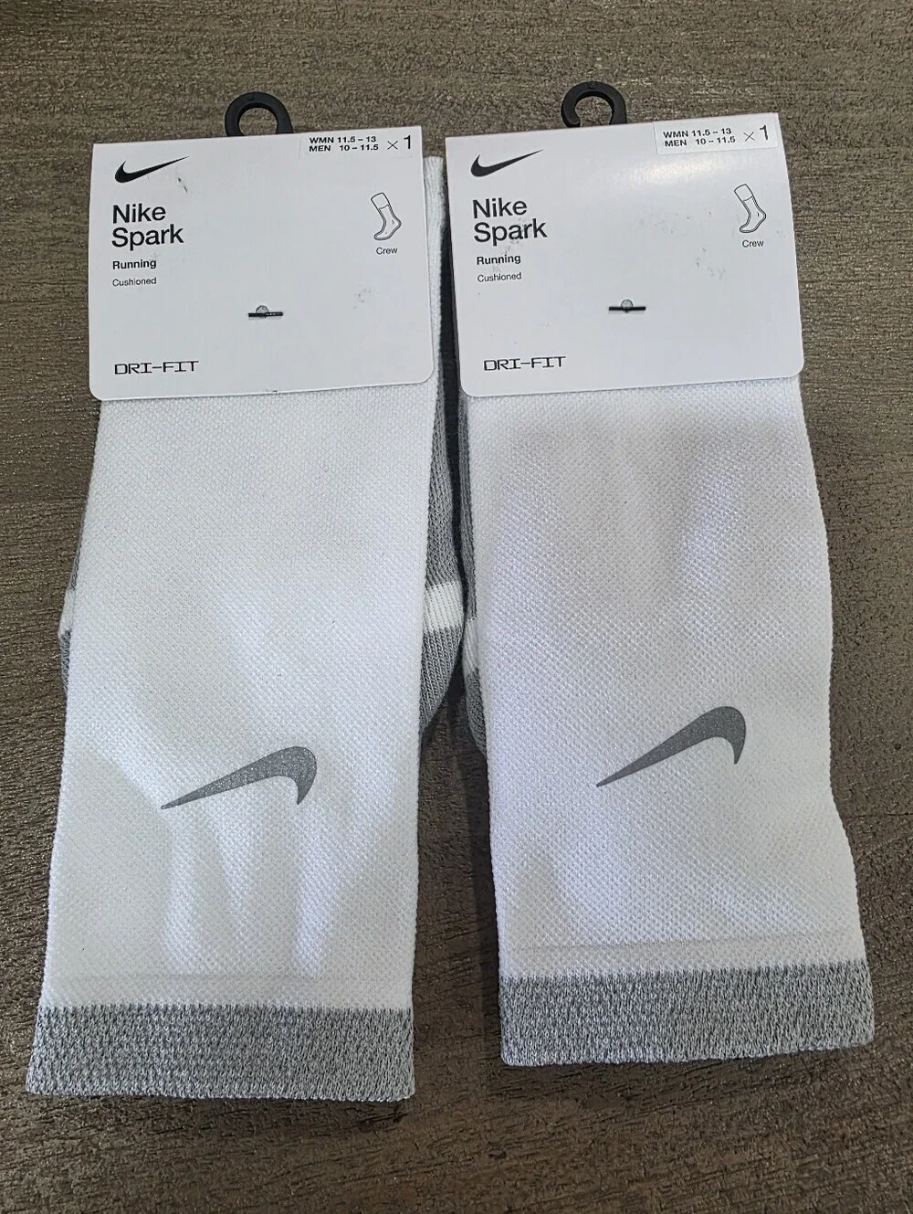 Bundle Nike Spark Cushioned Crew Running White/Reflective Silver Socks (2 Pair)